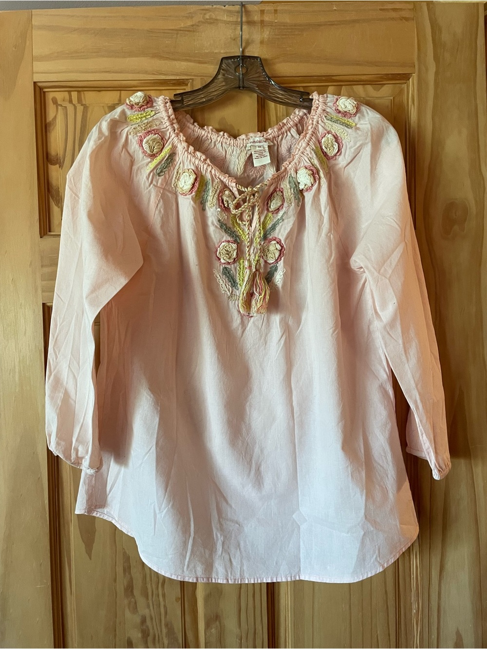 Sundance Light Pink Embroidered Peasant Tunic